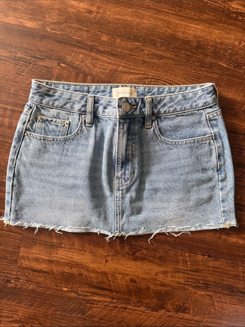 PacSun Light Blue Distressed Denim Mini Skirt